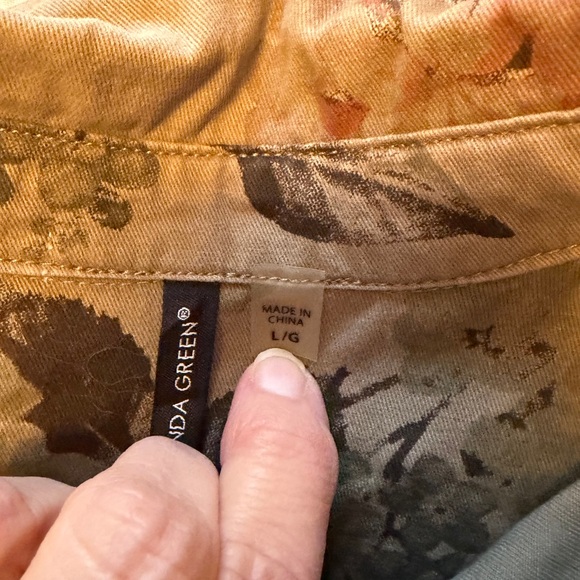 Amanda Green Floral Utility/Army Jacket-Size Large - Picture 3 of 9